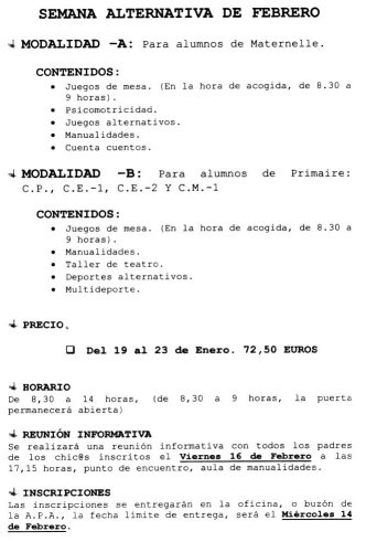 SEMANA ALTERNATIVA FEBRERO - 1