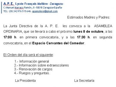 ASAMBLEA LUNES 8 DE OCTUBRE
